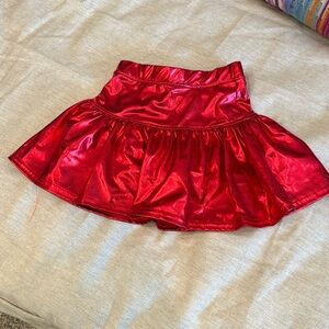 Girls red metallic skirt, size 4 like new